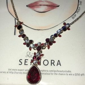 Givenchy garnet red gold necklace